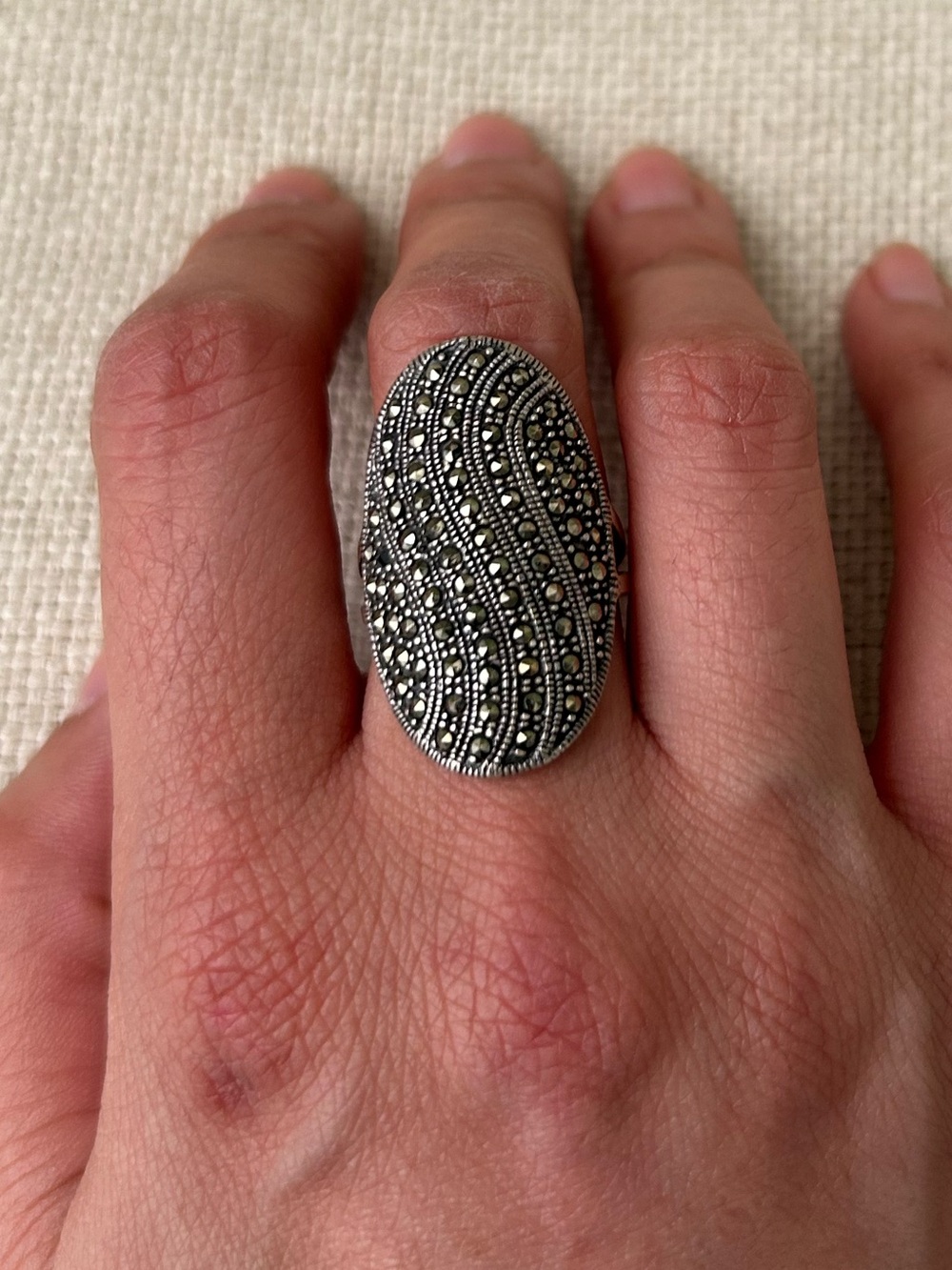 Silver Marcasite Cocktail Ring
